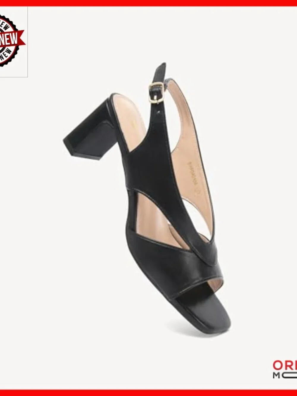 Square Toe Heeled Sandals, Slingback Strap, Chunky Heel, Work & Dress Shoes
